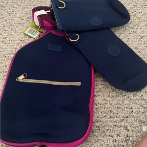 Navy Neoprene Crossbody Sling with Pink Trim